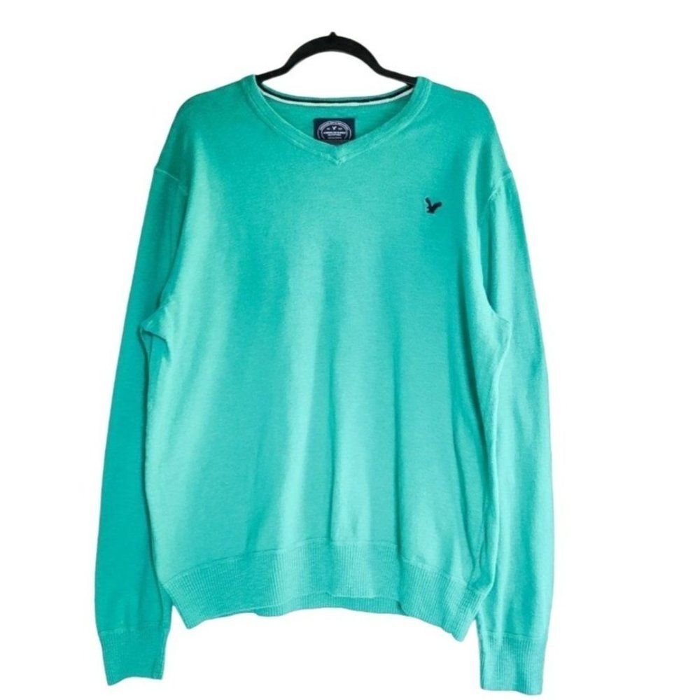 American Eagle Mens Sweater Green XL Big & Tall Sweater V-Neck